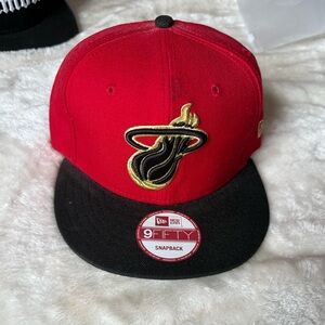 New Era Red and Black Miami Heat Snapback Hat